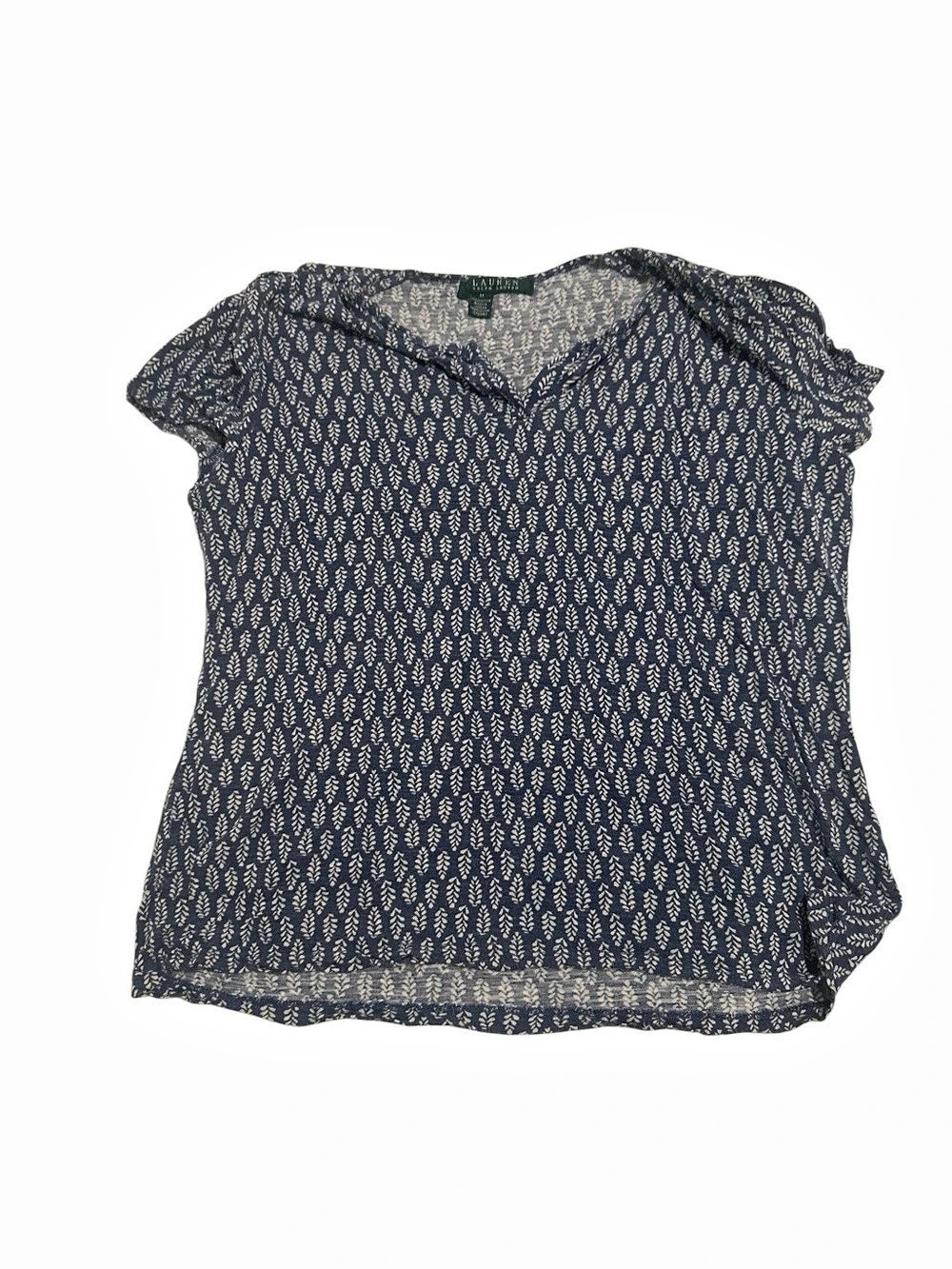 Lauren Ralph Lauren Women's Geometric Blouse in Blue & White Size Medium